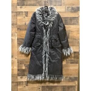 ABC Women’s Long Winter Coat – Faux Fur – Black – Size Small/Medium